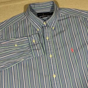 Ralph Lauren Classic Fit Striped Button Down Shirt - Pink Pony